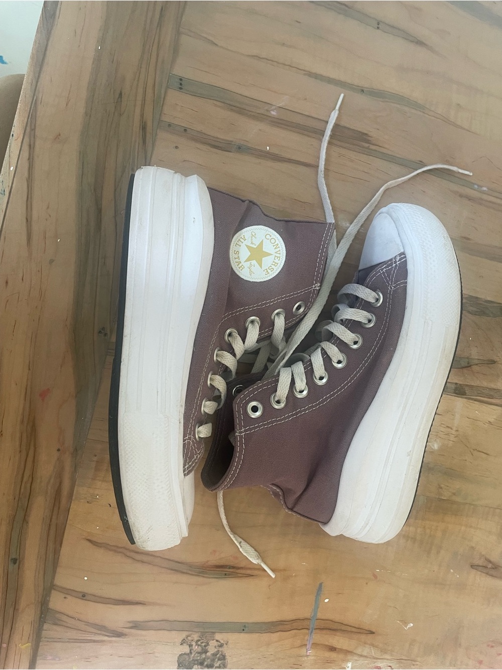Converse Woman’s High Top Sneakers in Brown and White